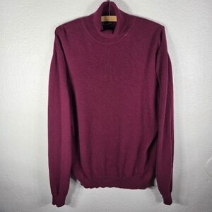 Grant Thomas 2 Ply Cashmere Sweater Turtleneck Size XL Pullover Burgundy Men